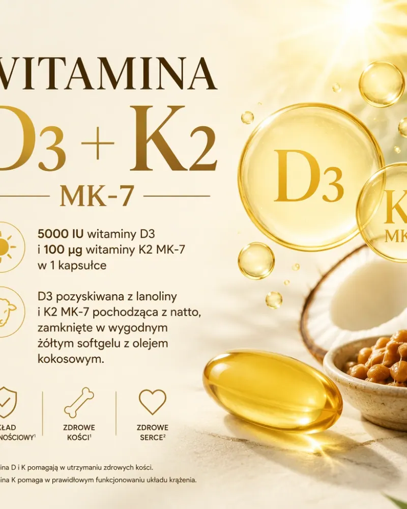 Witamina D3 + K2 MK-7 (90 kapsułek)